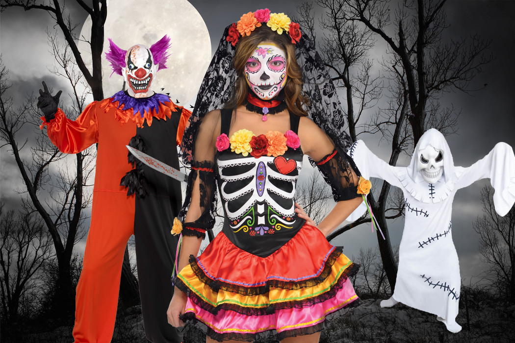 karnevalskostymer och halloweenmasker
