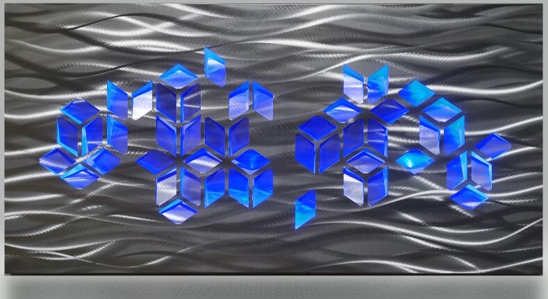 METALL abstrakta väggmålningar 3d-form - led lyser upp
