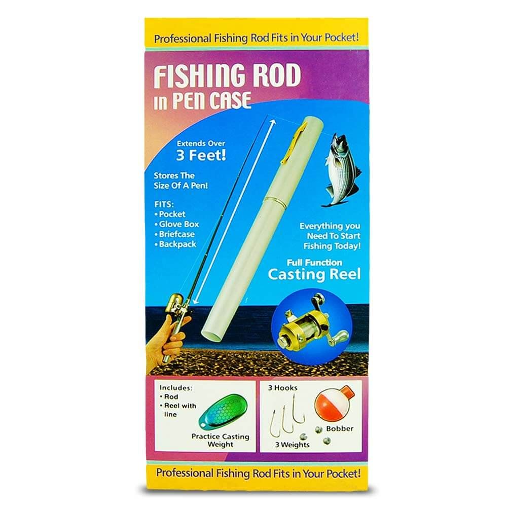 Mini penna fiskespö för fiske med rulle i penna - teleskopiskt upp till 1 meter