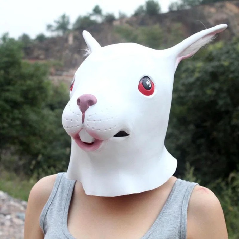 Kanin - Karnevalsmasker, ansiktsmask latex silikon
