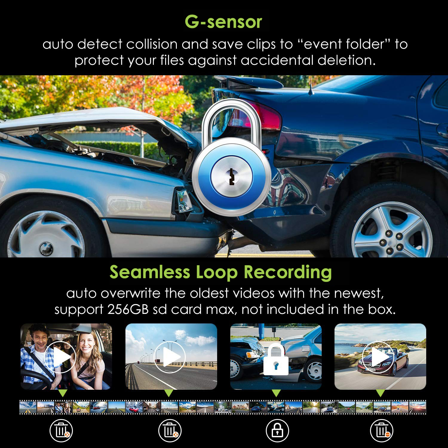 G-sensor stötskyddskamera i bilen