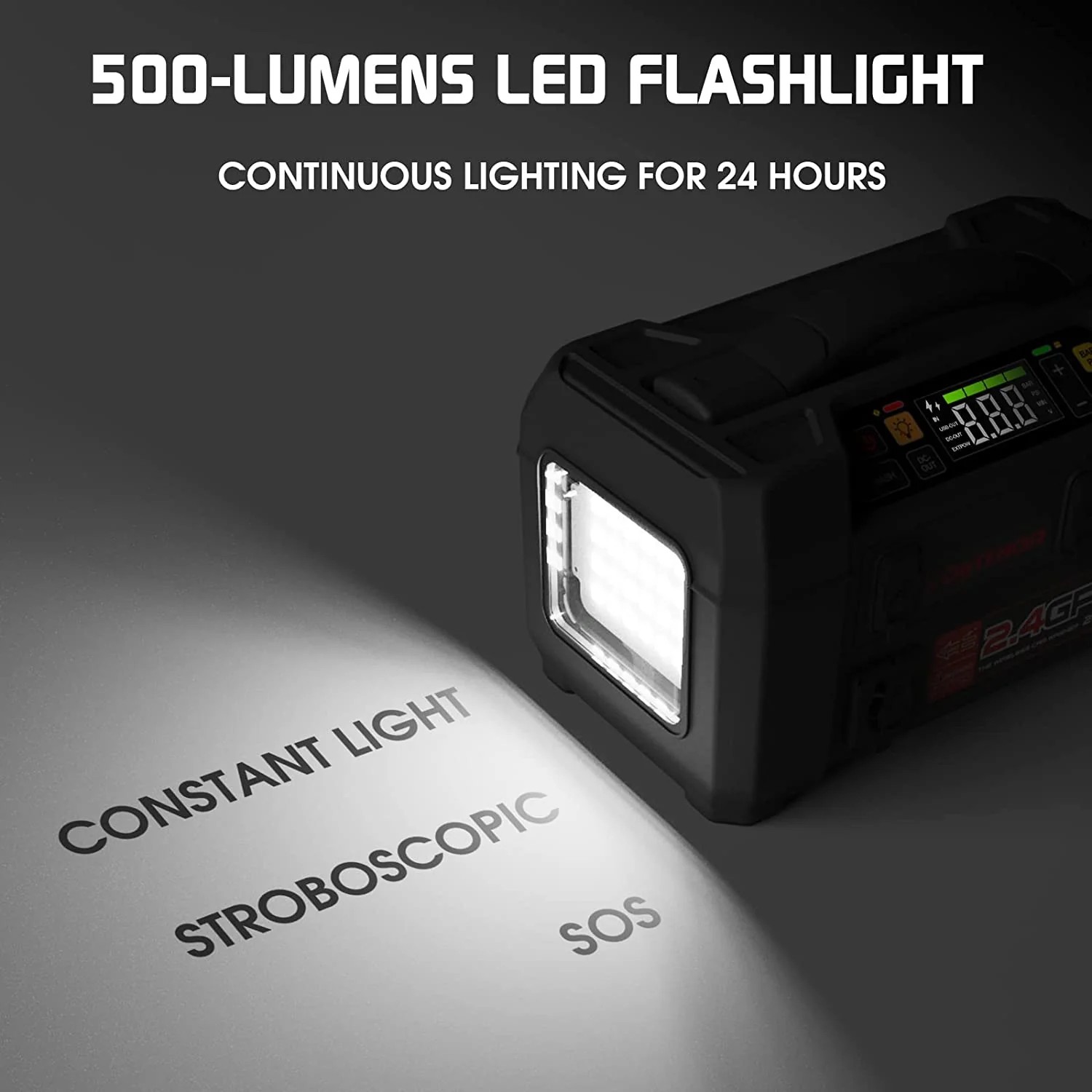 bilstartare 500 lumen LED-ficklampa + kompressor och powerbank