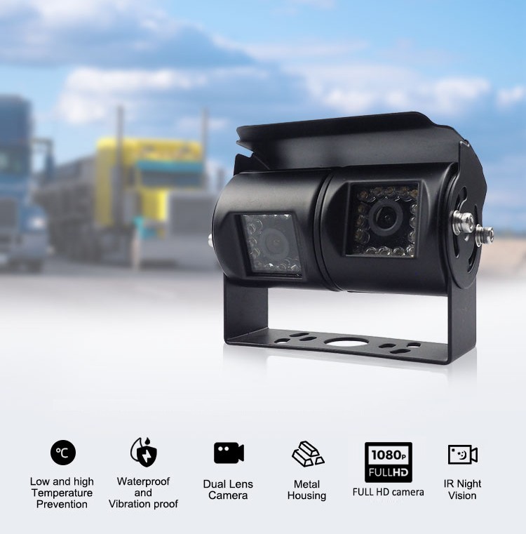 Högkvalitativ dubbelkamera för transport, last eller arbetsmaskiner