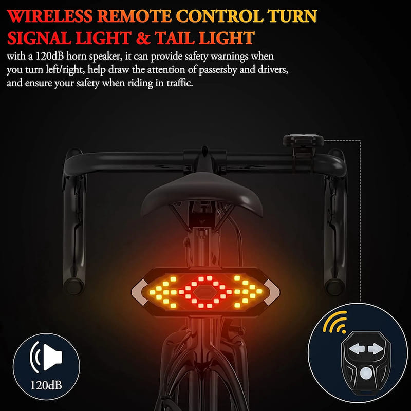 cykelbakljus med Blinkers för en cykelbakljus trådlös med handkontroll