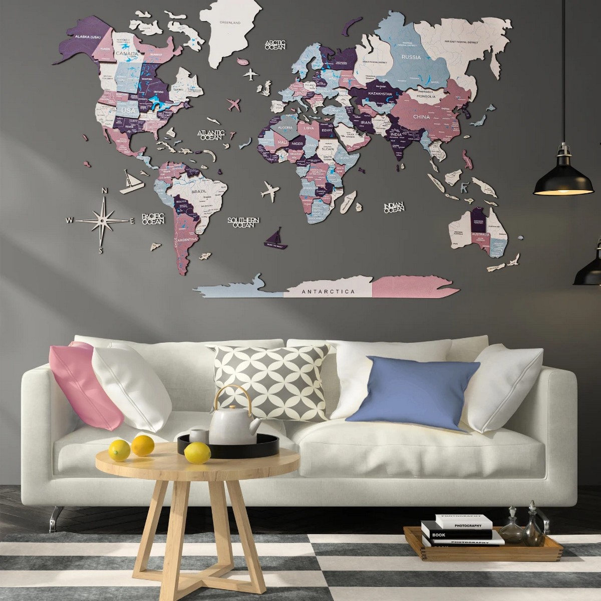 världskarta väggdekoration