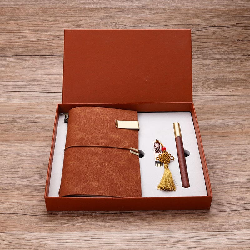 trä penna med anteckningsbok set gåva