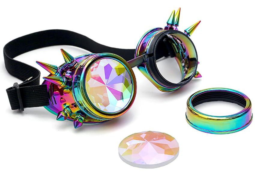 steampunk holografiska led glödande glasögon