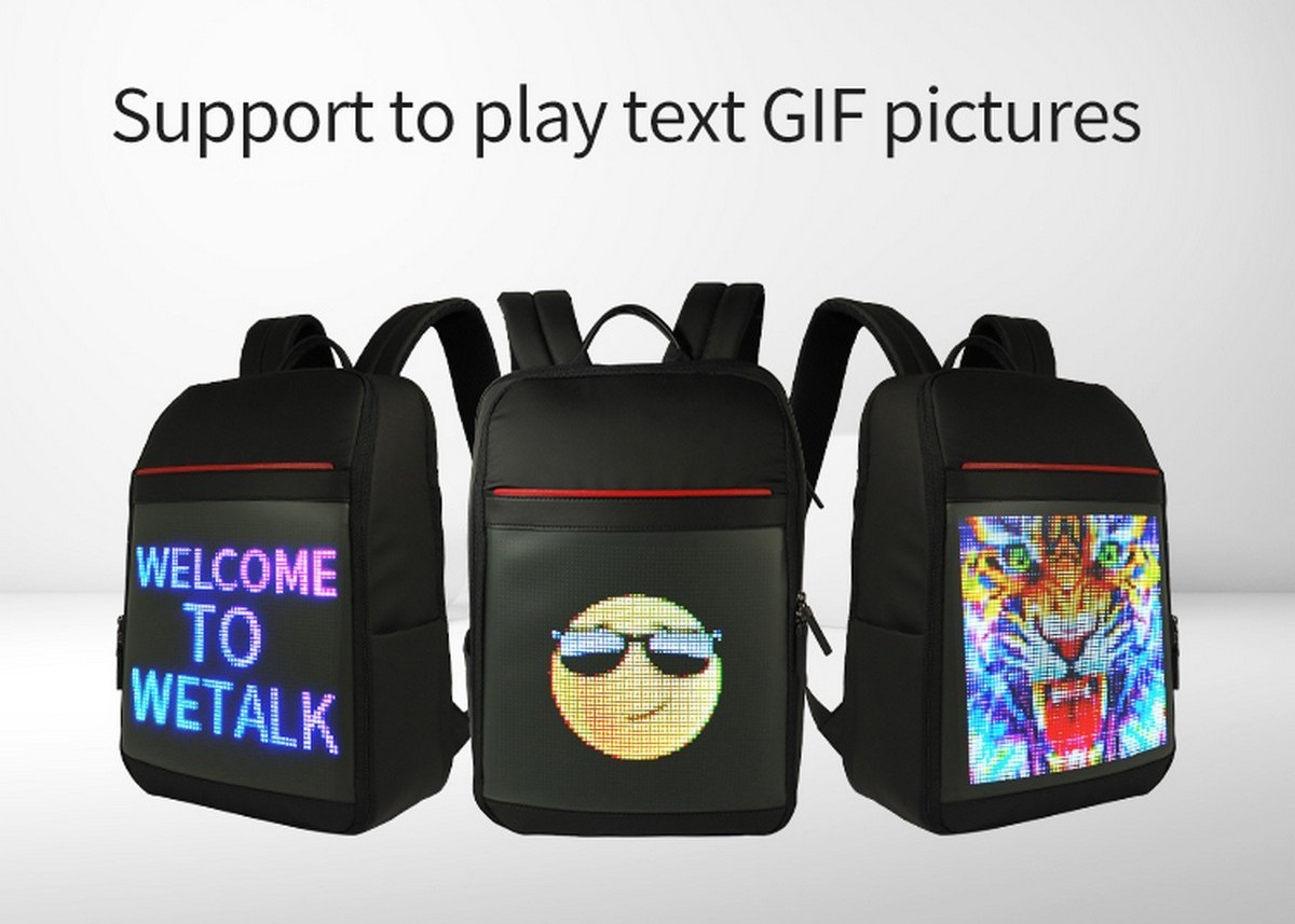 smart ryggsäck med LED -bildvisning och GIF