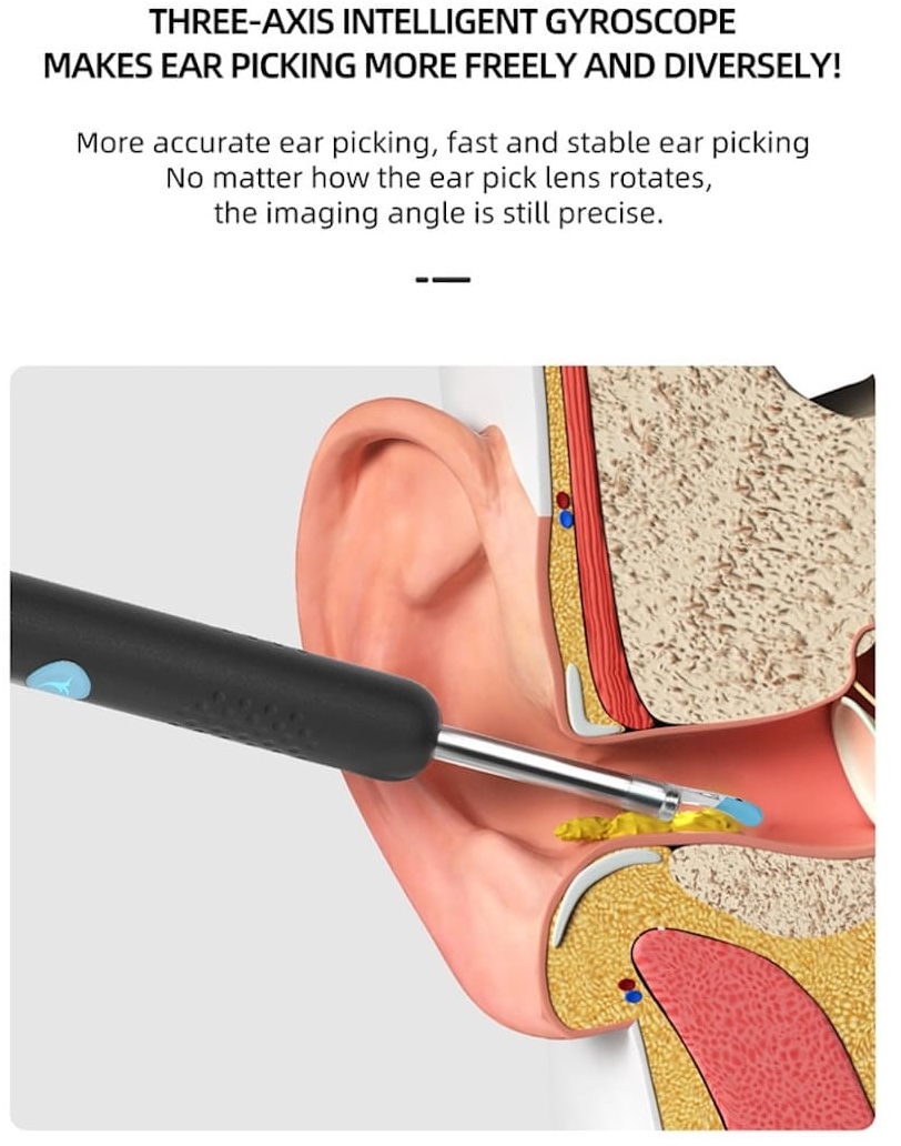öronvaxborttagare med kamerarengörande öron