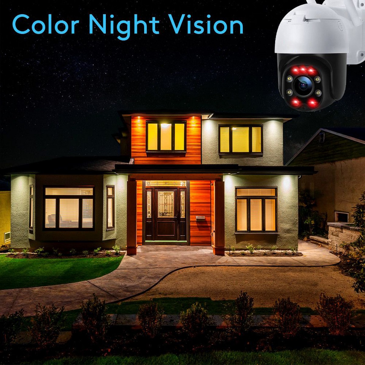 nattsyn ip säkerhetskamera - infraröda lysdioder färgade