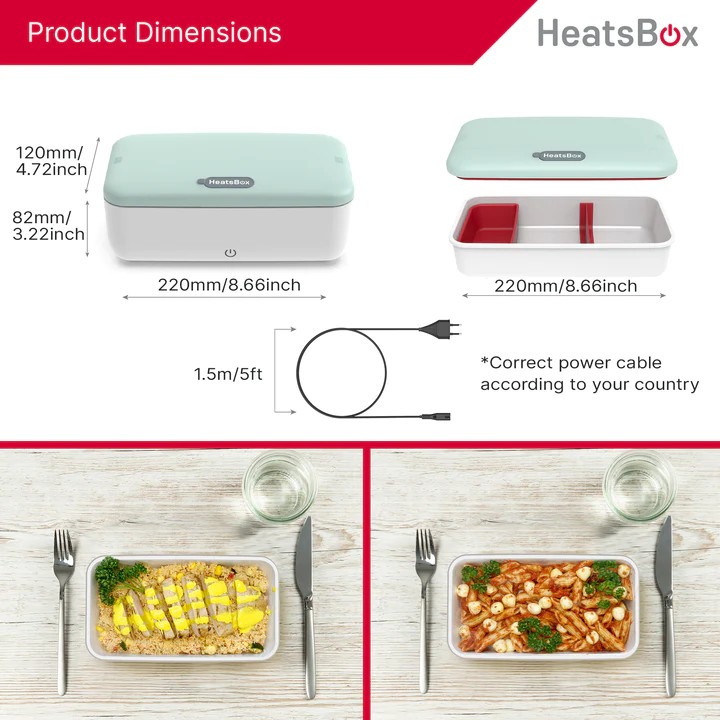 HeatsBox livlåda mat termo elektrisk uppvärmning bärbar