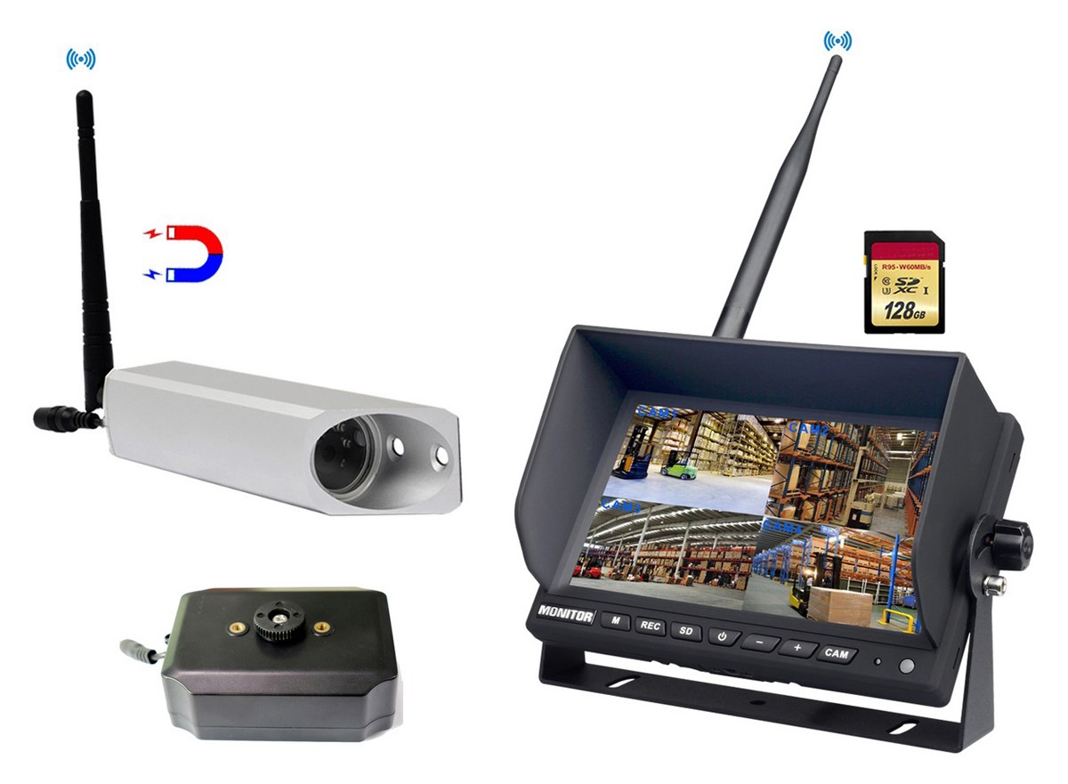 Kameror för skjutstativtruckar wifi med LED-bakgrundsbelysning och batteridriven + 7" monitor