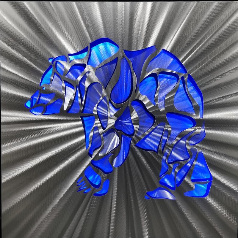 polar Bear - LED abstrakta metallmålningar 3D aluminium