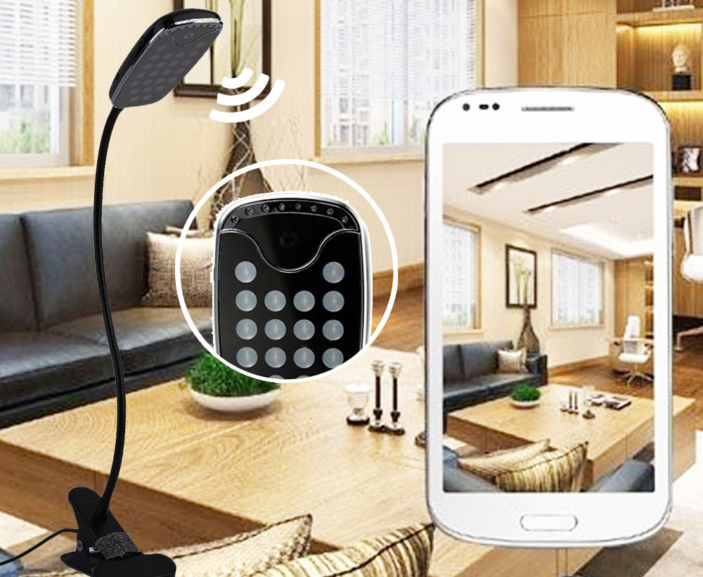 LED-bordslampa med dold kamera, WiFi