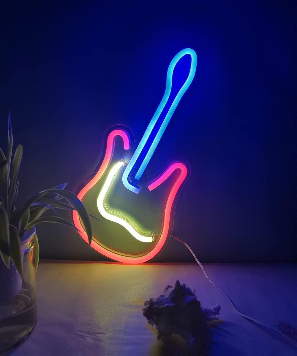 glödande gitarr på väggen - led neon