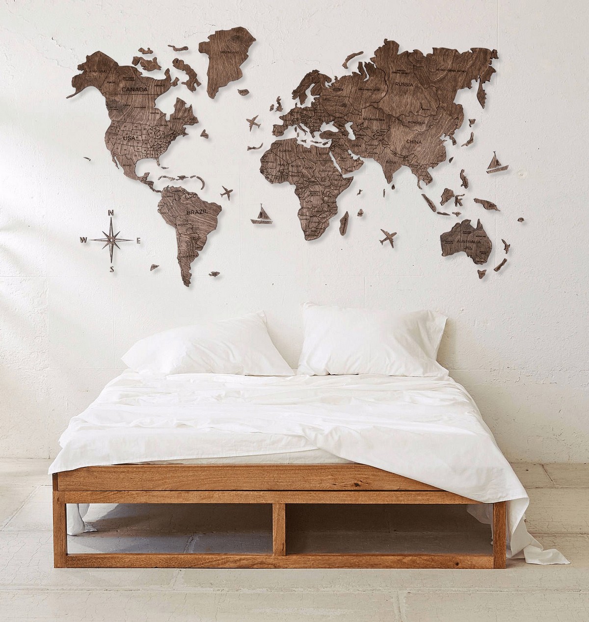 världskarta på väggen 100x60 cm