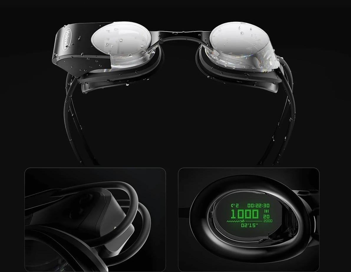 smarta simglasögon för att simma virtuell verklighet med display