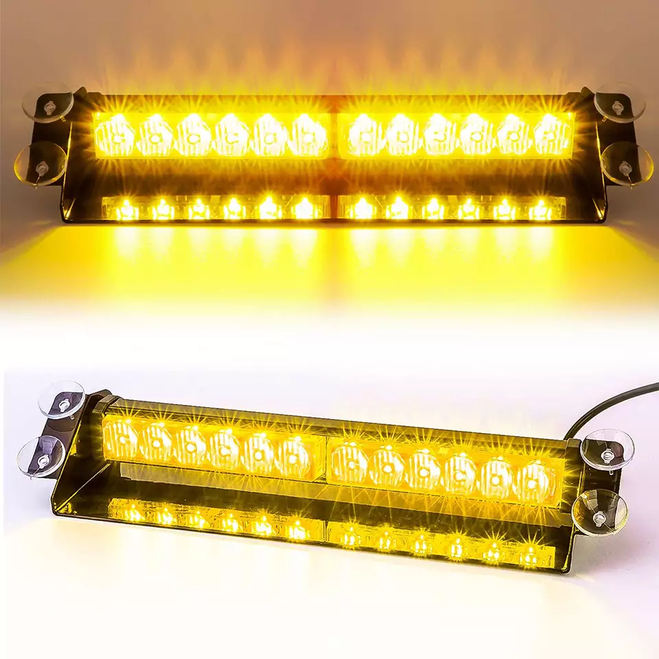 Varning LED-ljus strobe för bilen 24 LED-lampor vit gul färg