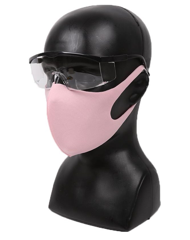 rosa elastisk ansiktsmask med glasögon