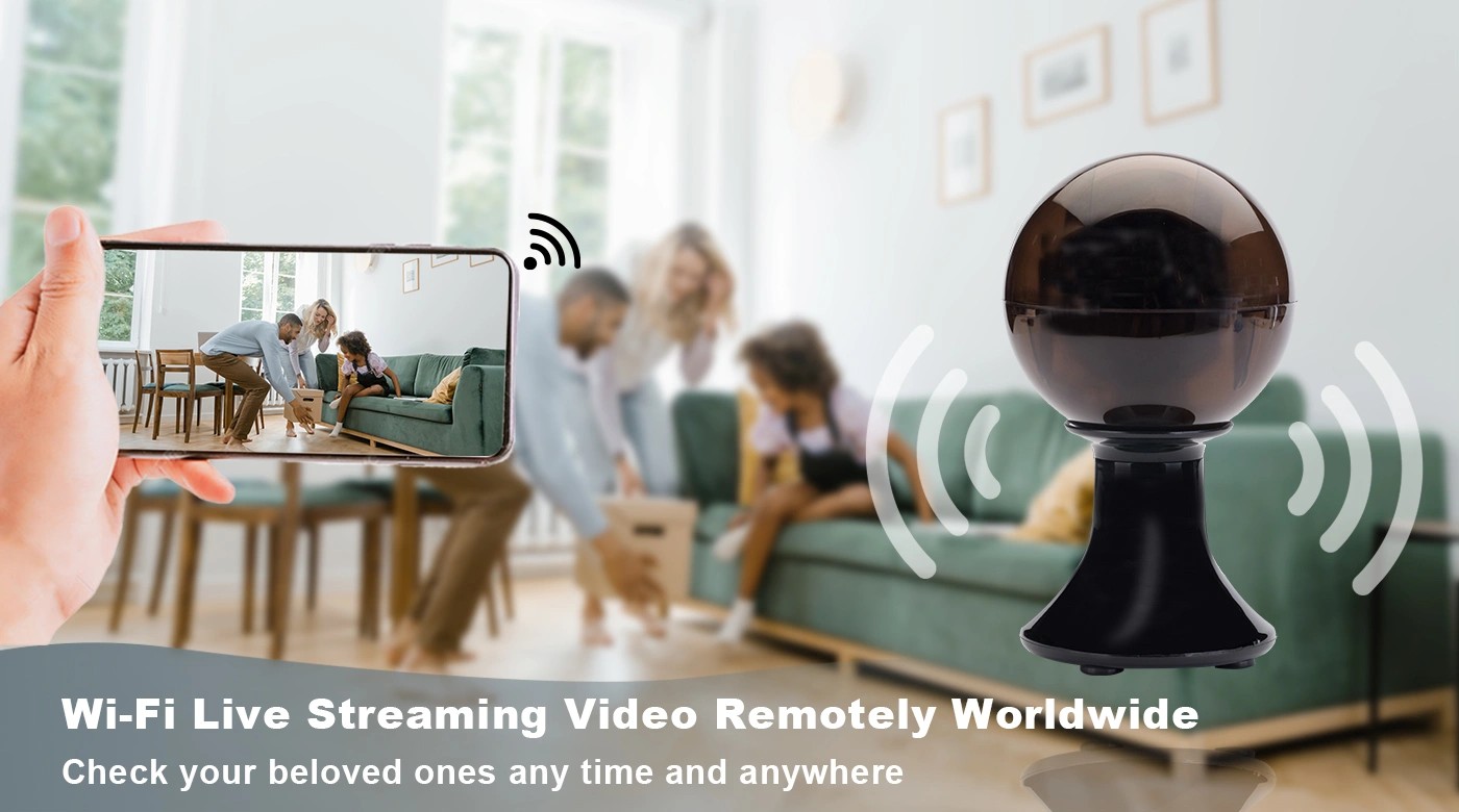 wifi live stream trådlös säkerhetskamera svart boll