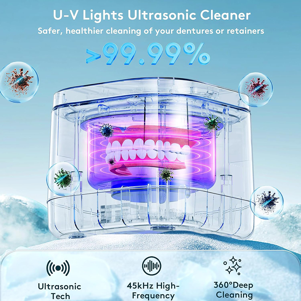 ultraljudshållare rengöringsmedel protesrengörare U-V 99,99% lätt rengöring