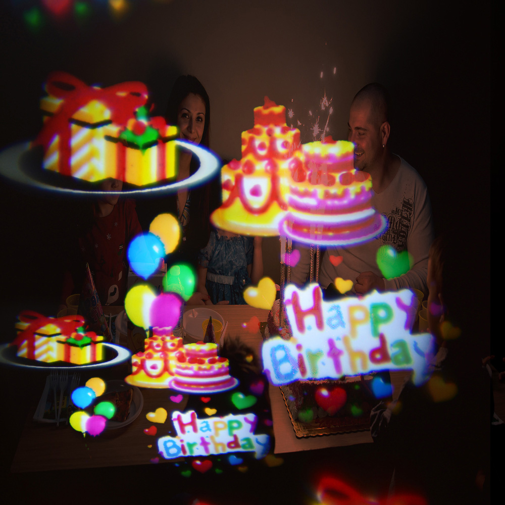 festkul led projektor för firande projektion av grattis på födelsedagen ballonger