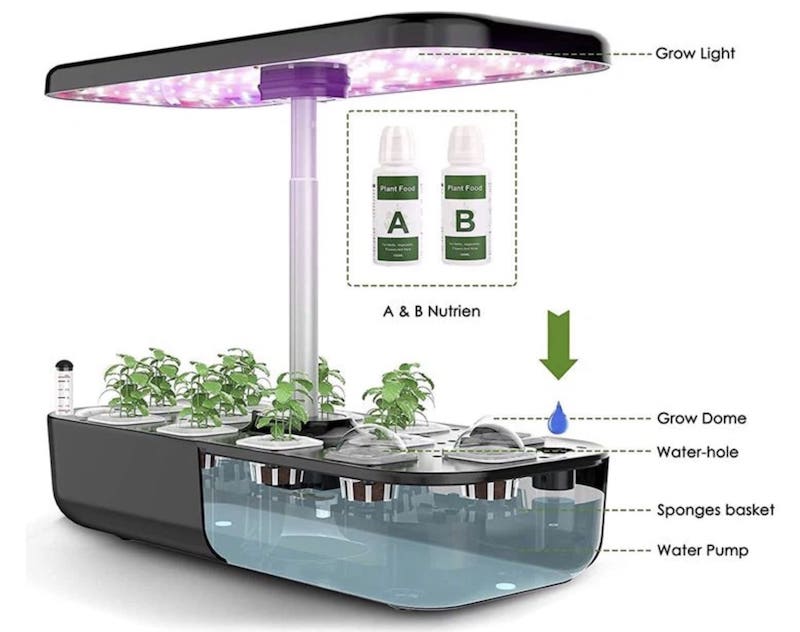 LED GROW-lampa (hydrokultur) för odling av växter - Kit med 12 kapslar