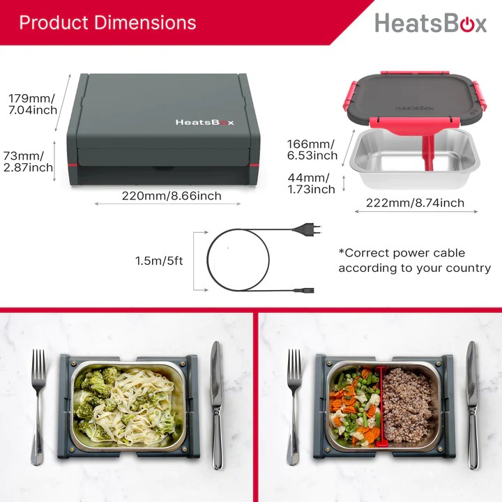 matlåda för mat eluppvärmd mat heatsbox pro