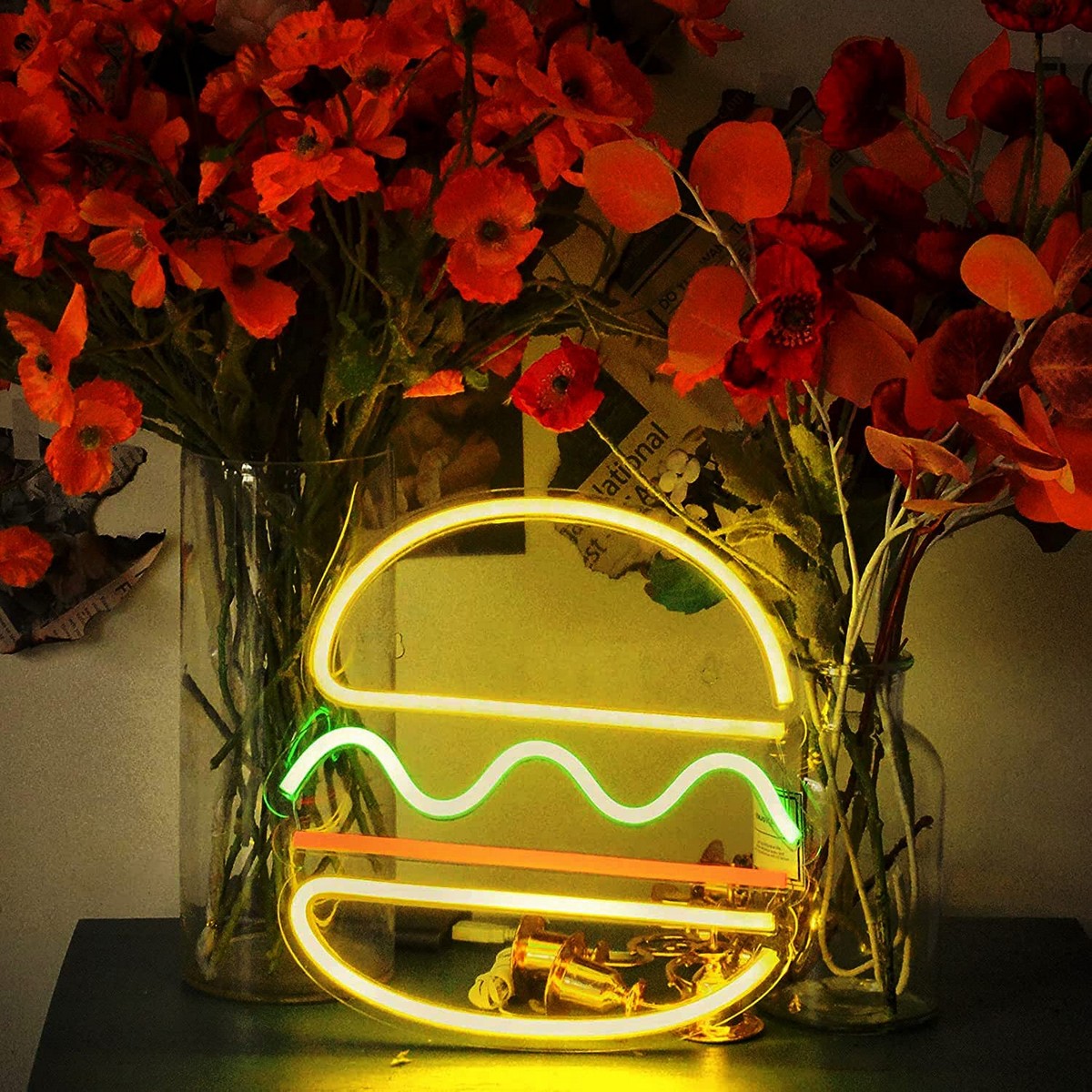 light logo neon restaurang led board - hamburgare